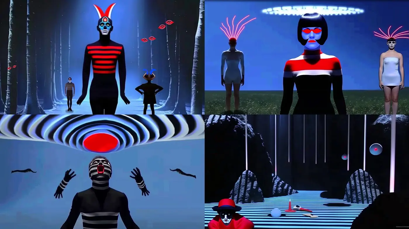Futuristic Cybernetic Synthwave Imagery with a Surreal Twist - Midjourney sref style