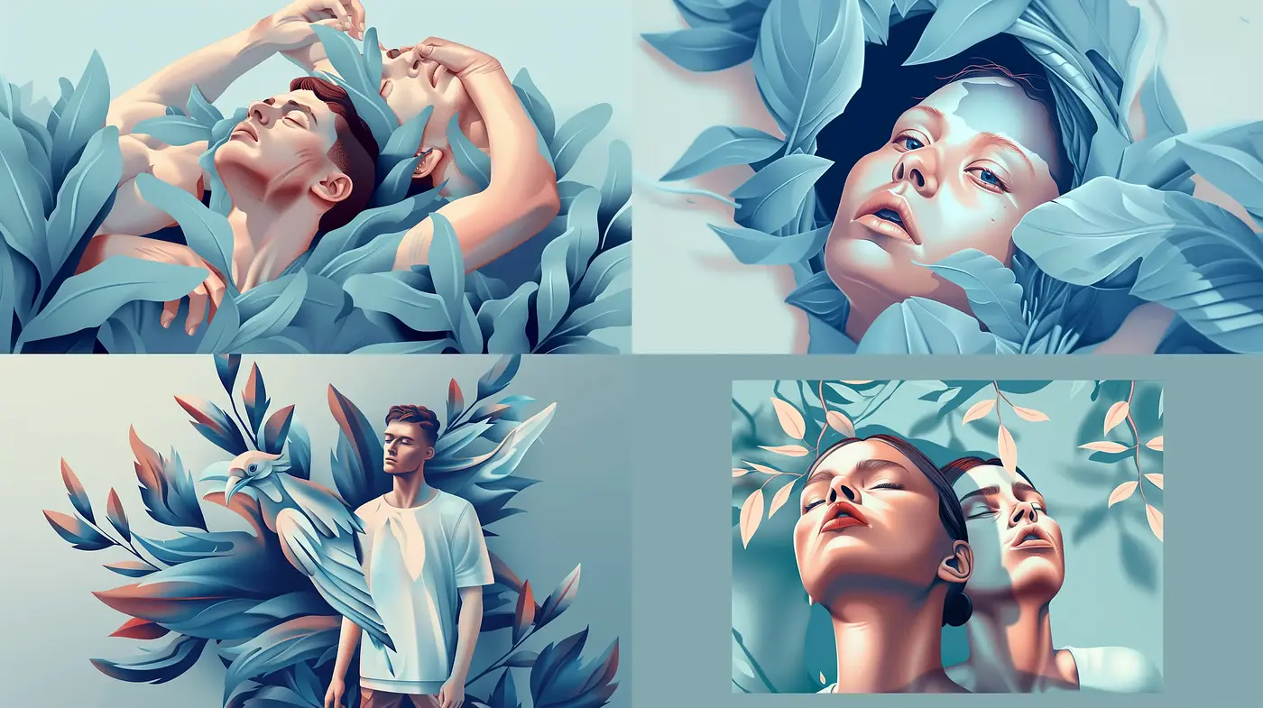 Ethereal Botanical Serenity in Cool Blue Tones - Midjourney sref style
