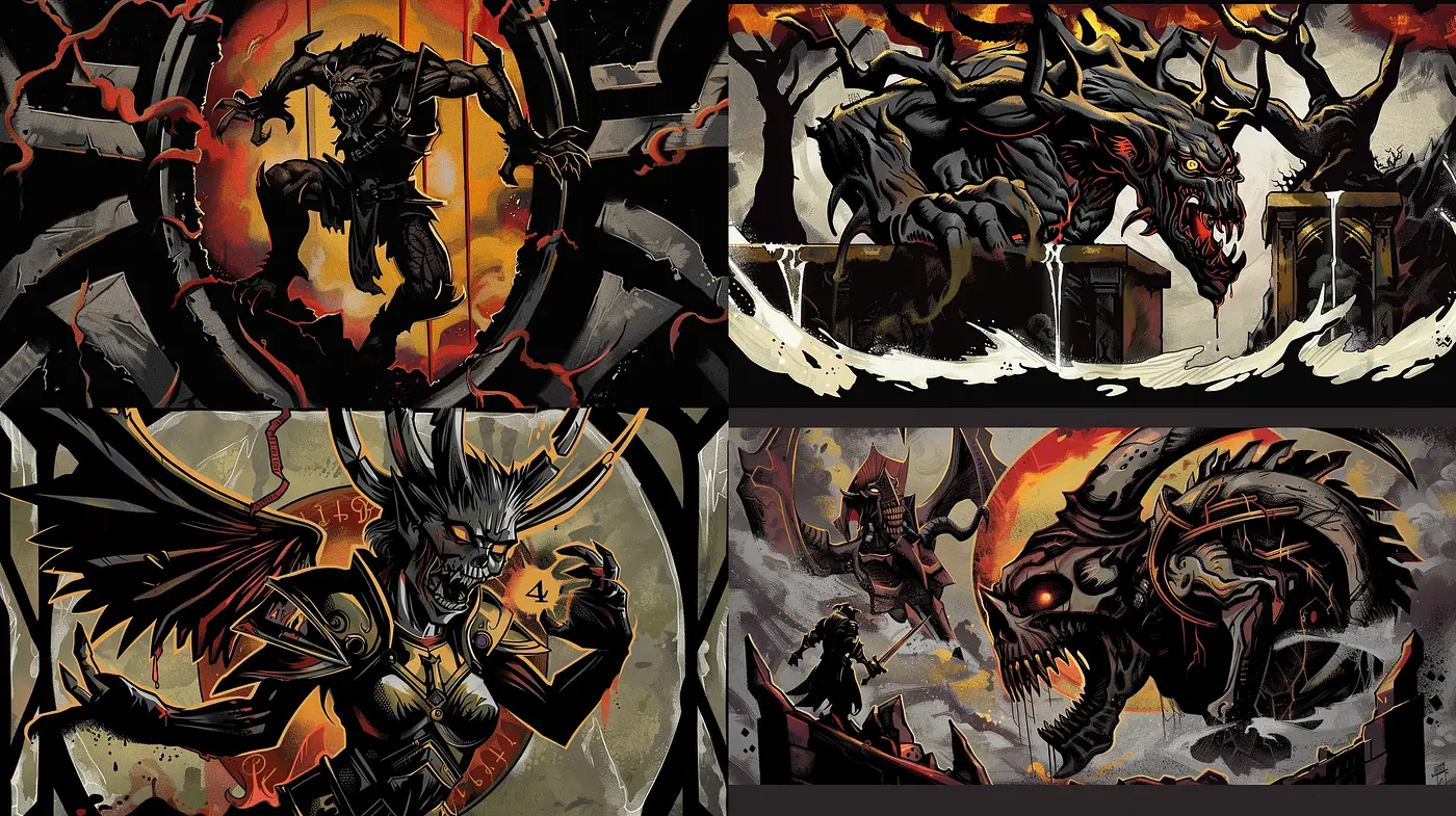 Gothic Intensity in a Dark Fantasy Graphical Novel - Midjourney sref style