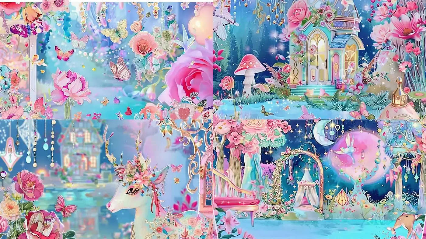 Whimsical Fantasy with Floral Elegance and Ethereal Vibes - Midjourney sref style