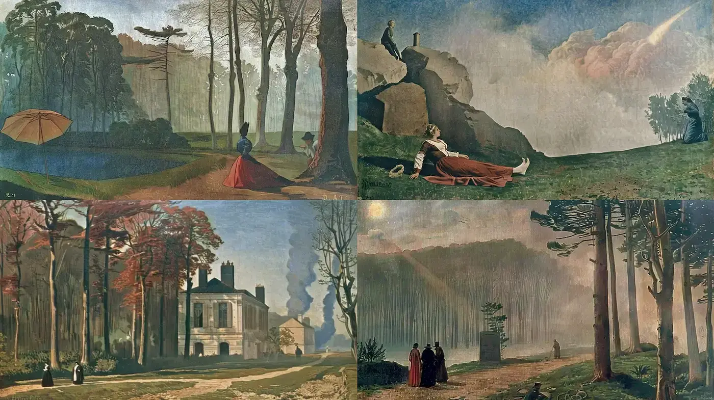 Blending Romanticism and Impressionism with a Nostalgic Atmosphere - Midjourney sref style