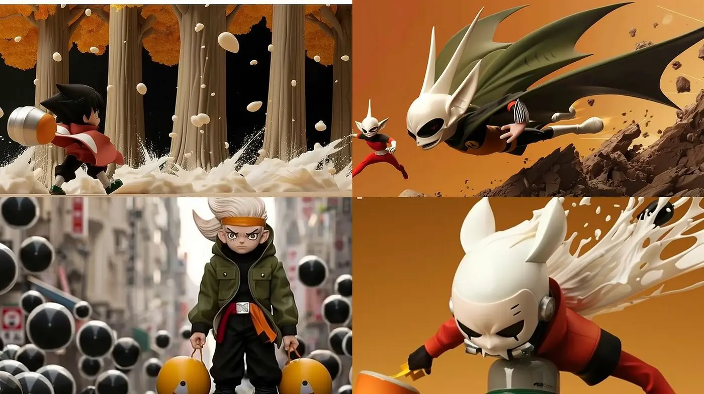 Dynamic Anime-Inspired Action Scenes with Earthy Tones - Midjourney sref style