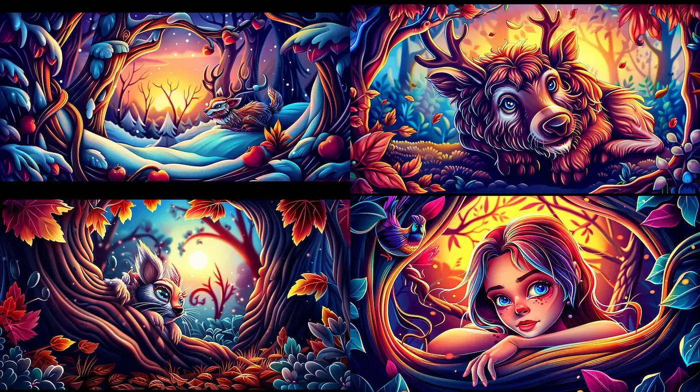 Vibrant Illustrative Art with a Whimsical and Dreamlike Quality - Midjourney sref style