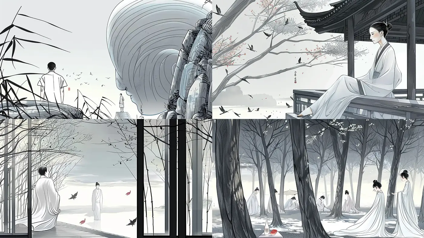 Ethereal Monochromatic Visions of Serenity - Midjourney sref style