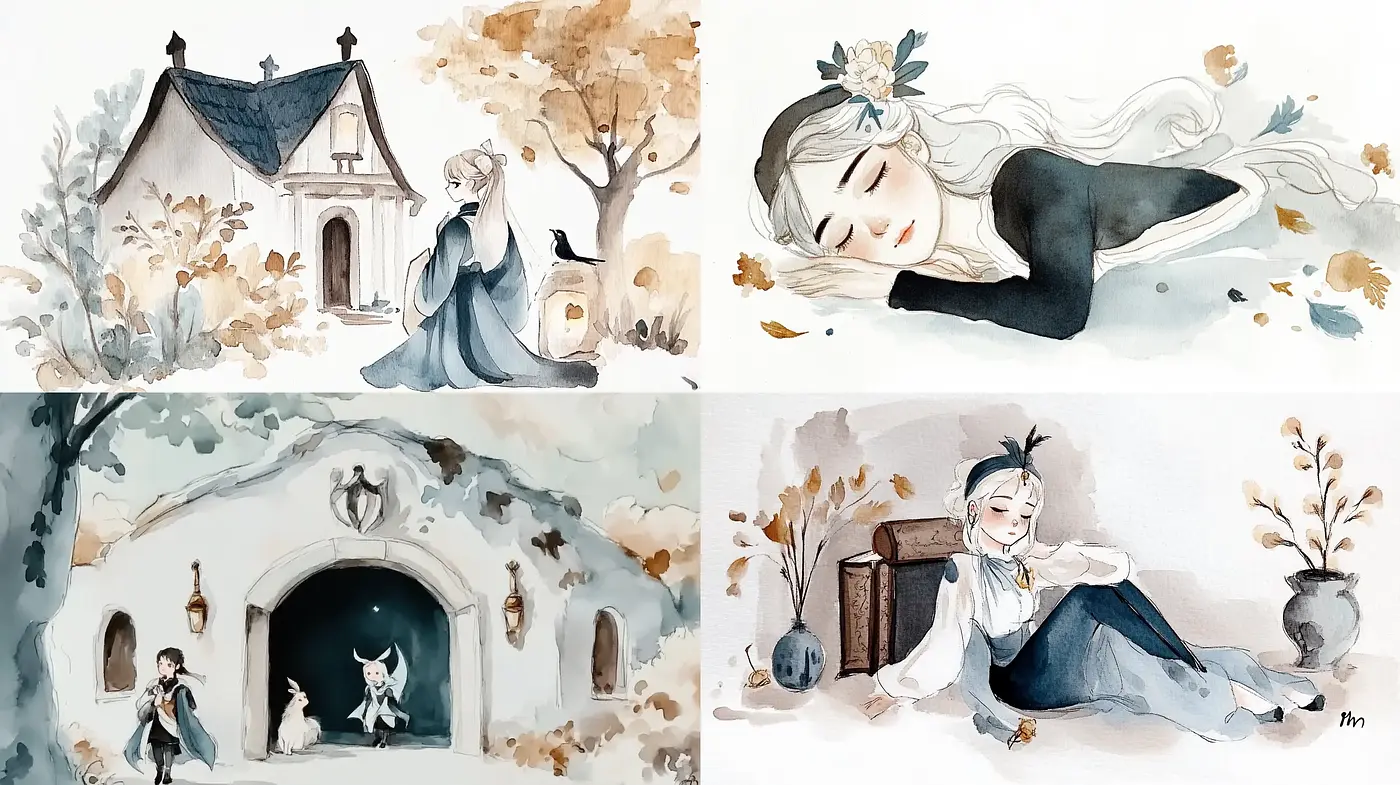 Whimsical Watercolor Dreamscape with Pastel Undertones - Midjourney sref style