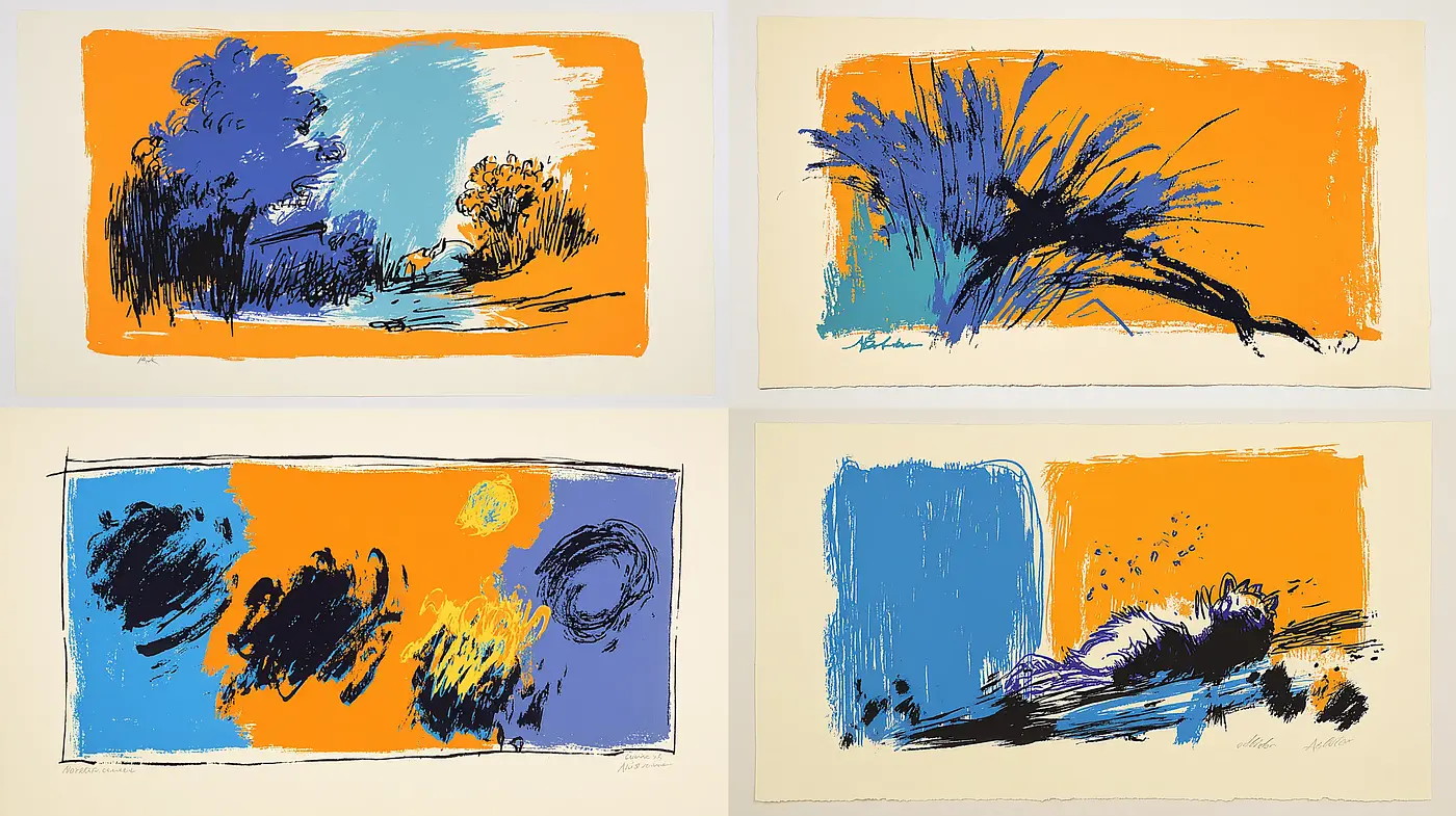 Dynamic and expressive abstract landscapes with vibrant contrasts - Midjourney sref style