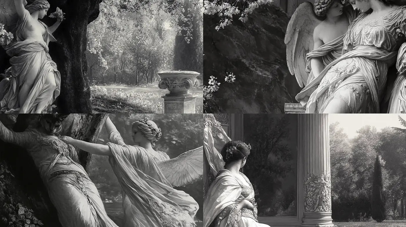 Monochrome Elegance: Timeless Neoclassical Reverie - Midjourney sref style