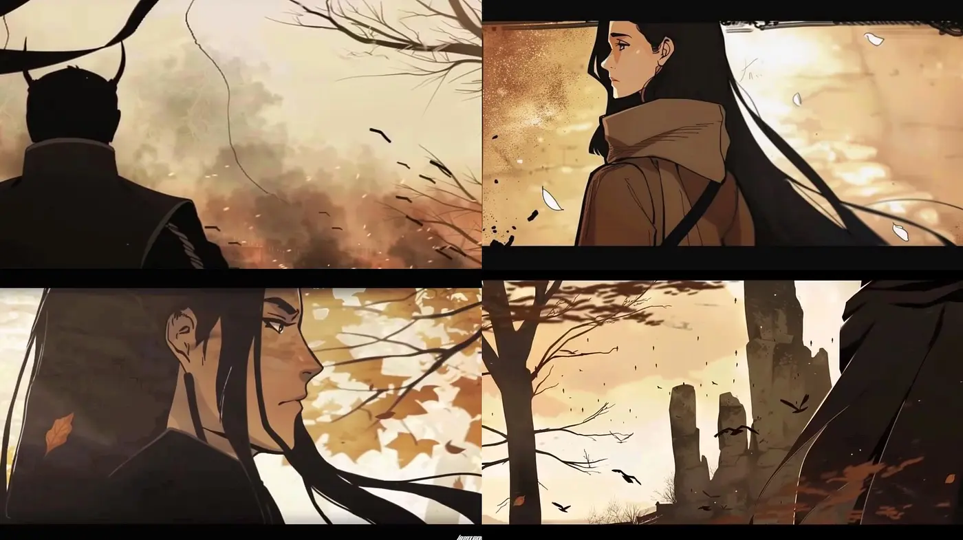 Autumnal Elegance in Stylized Light and Shadow - Midjourney sref style