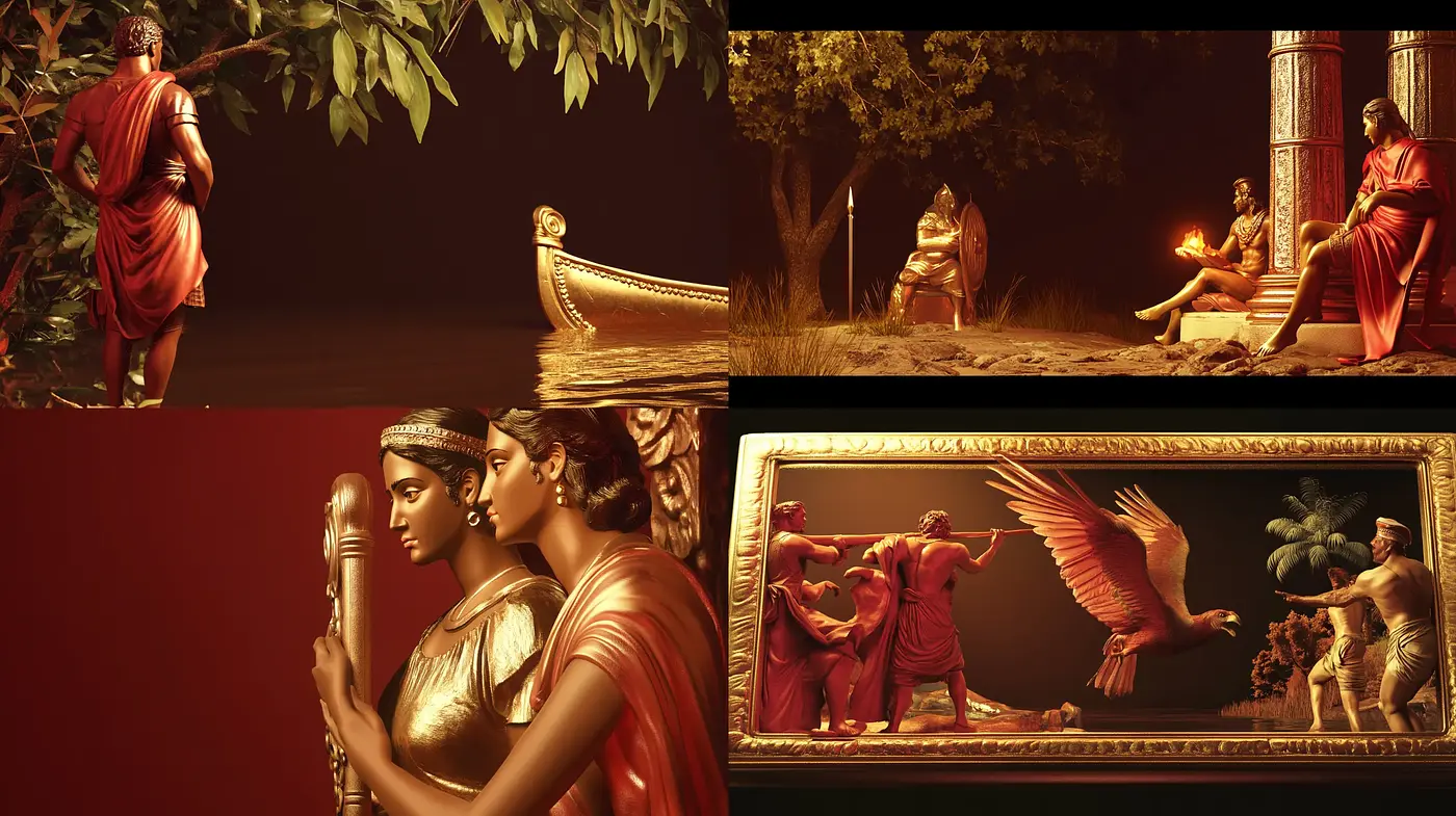 Ethereal Crimson Dreamscape in Classical Artistry - Midjourney sref style