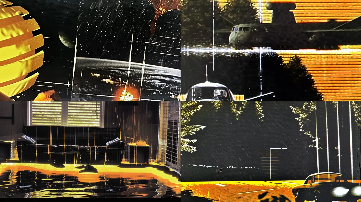 Nocturnal Ambiance in a Glitched Neo-Expressionist Vision - Midjourney sref style