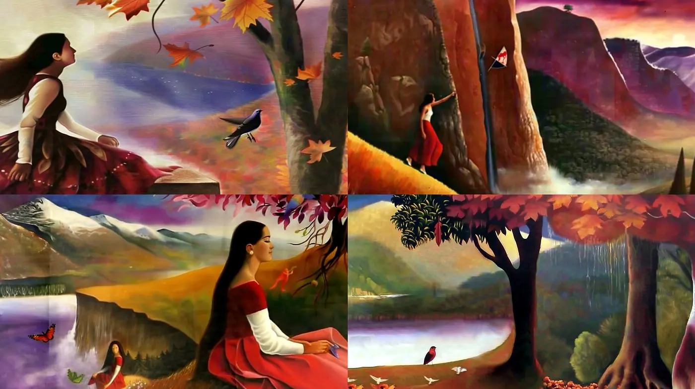Autumnal Dreamscapes: A Fusion of Surrealism and Magical Realism with a Warm Color Spectrum - Midjourney sref style