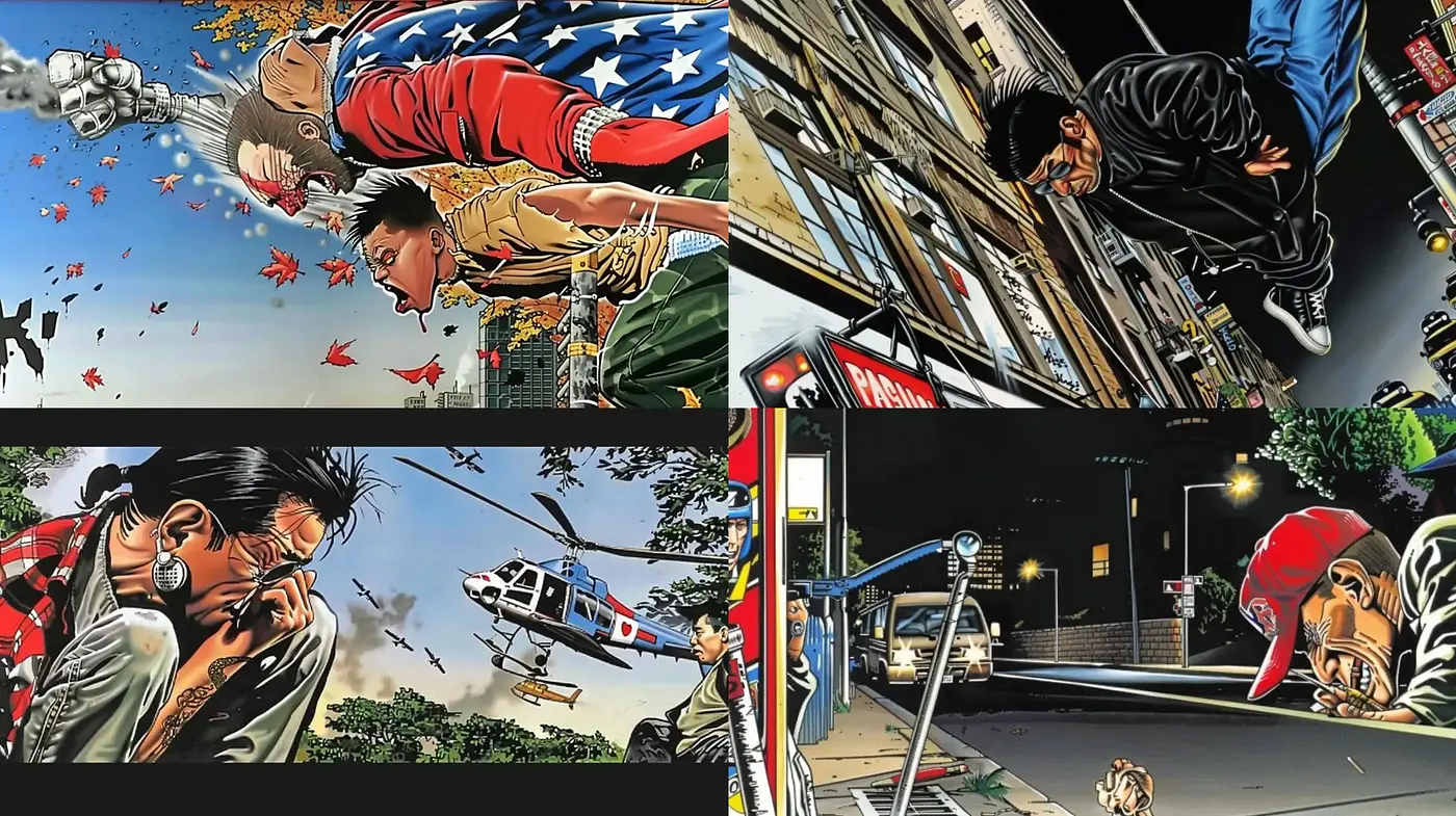 Dynamic Graphic Novel Aesthetic with Cinematic Undertones - Midjourney sref style