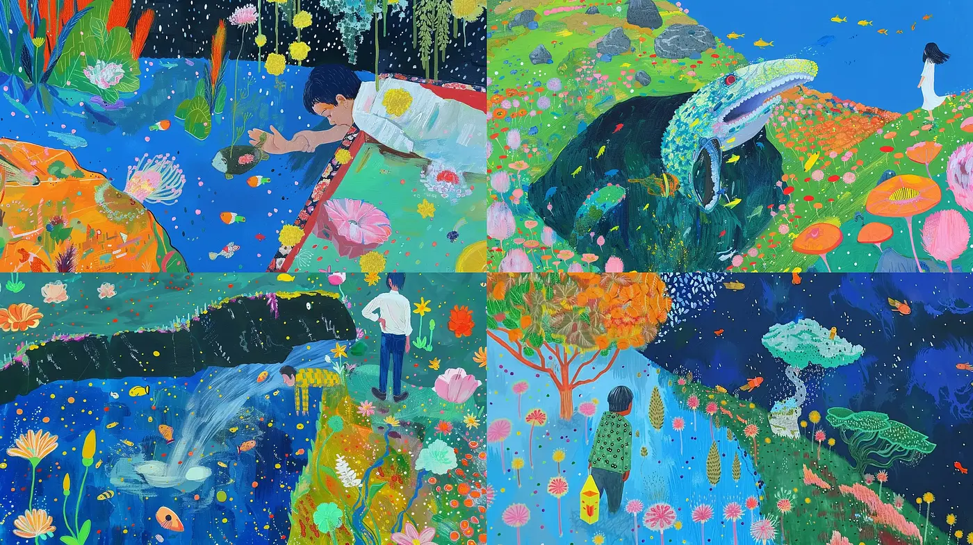 Enchanted Whimsical Gardens: A Contemporary Fairy Tale Tapestry - Midjourney sref style