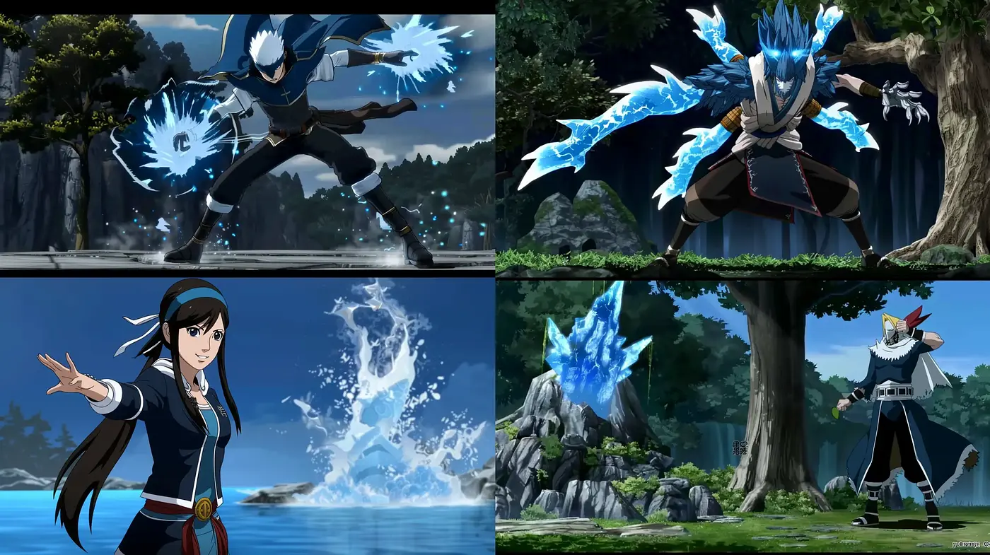 Dynamic Anime-Inspired Elemental Action - Midjourney sref style