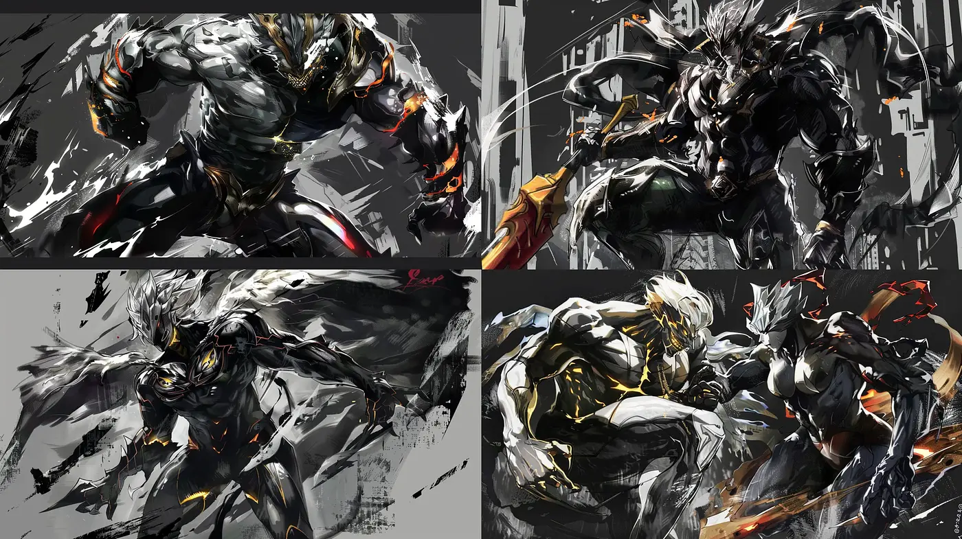 Dynamic Brushstroke Intensity in Monochromatic Creature Design - Midjourney sref style