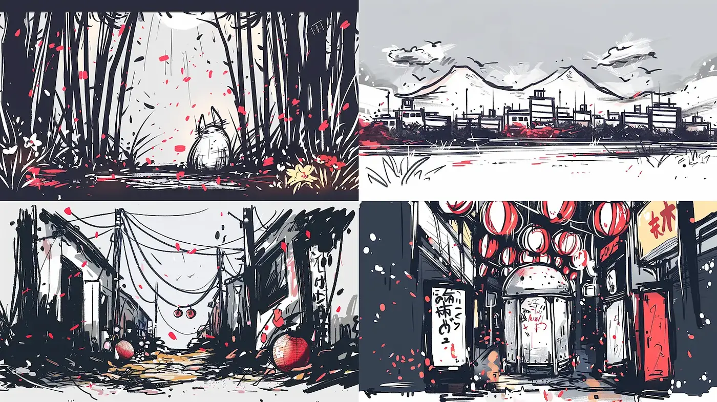 Whimsical Urban Landscapes with a Blend of Nature and Culture - Midjourney sref style