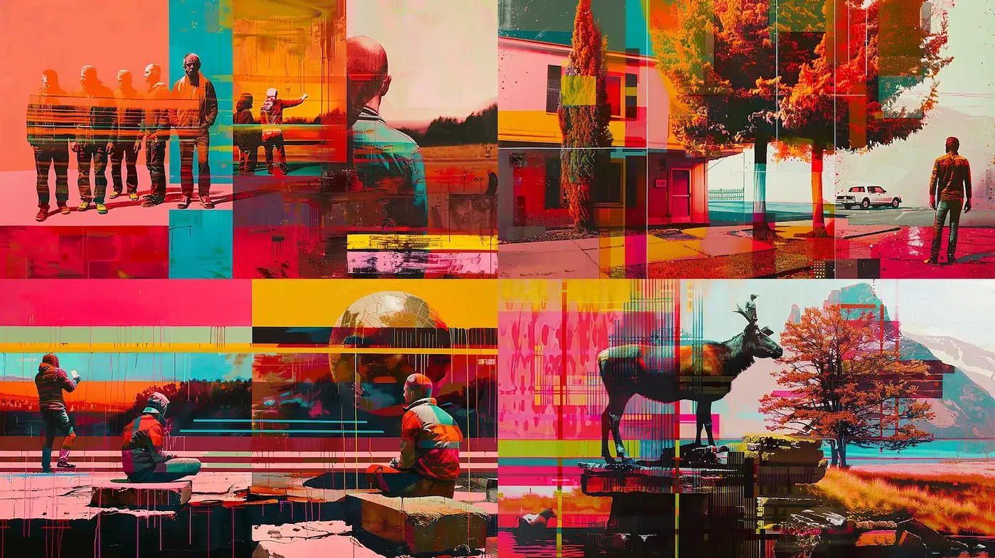 Vibrant and Abstract Composition with Modern Retro Influences - Midjourney sref style