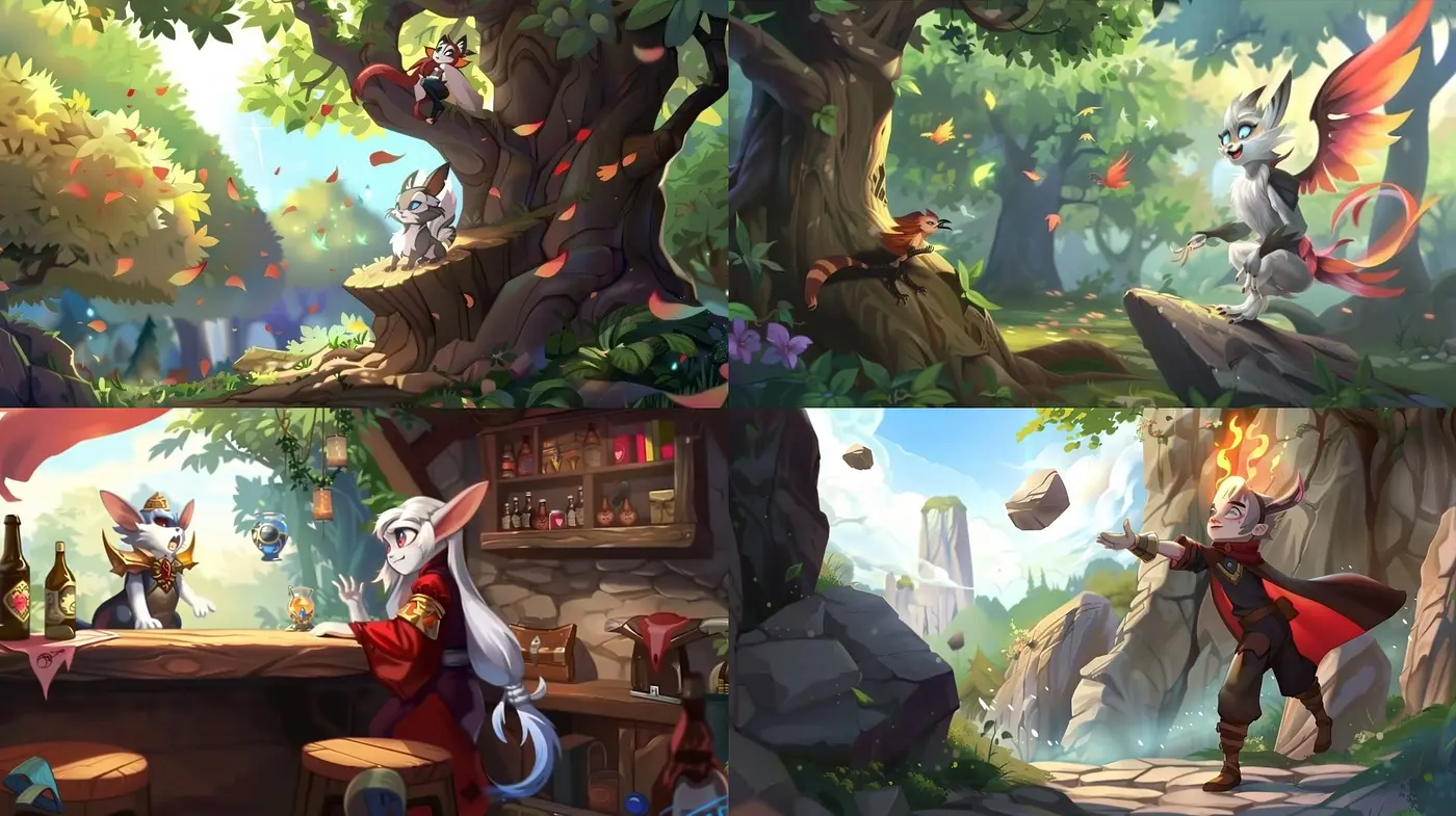 Enchanted Vivid Wilderness: A Harmonious Blend of Fantasy and Nature in Rich Tones - Midjourney sref style