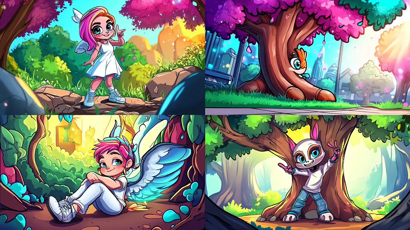 Enchanted Whimsy: A Vivid Tapestry of Cartoon Fantasy - Midjourney sref style