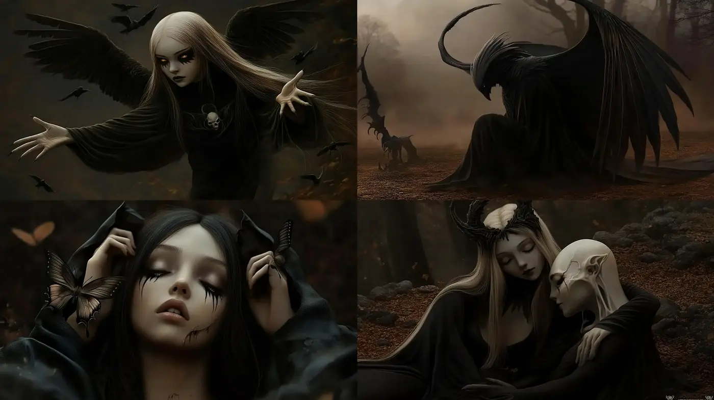 Ethereal Gothic Serenity: A Homage to Dark Fantasy Realms - Midjourney sref style