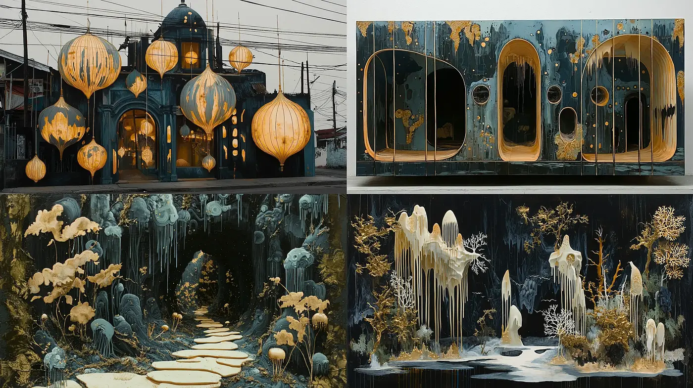 Surreal Twilight Lanterns: A Dreamscape of Luminous Charm and Mysterious Underwater Enchantment - Midjourney sref style