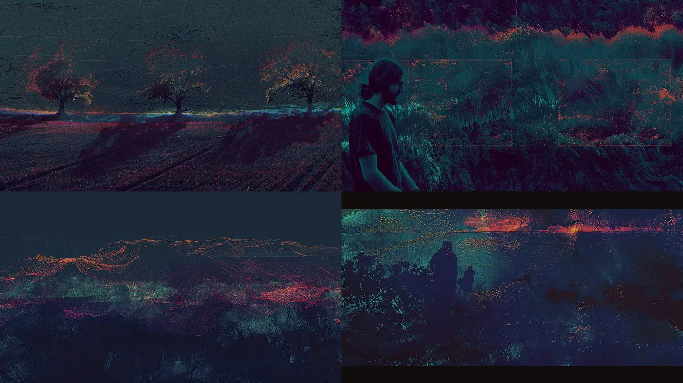 Ethereal Nocturnal Dreamscape: A Synthesis of Cyberpunk and Impressionism - Midjourney sref style
