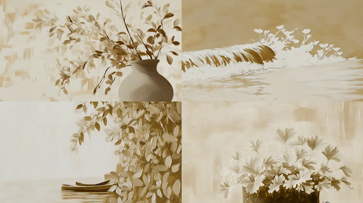 Monochromatic Botanical Serenity in Sepia - Midjourney sref style