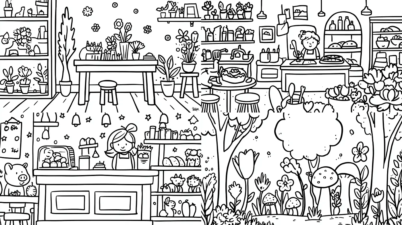 Charming Whimsical Illustrations with a Cozy Atmosphere and Detailed Nature Elements - Midjourney sref style