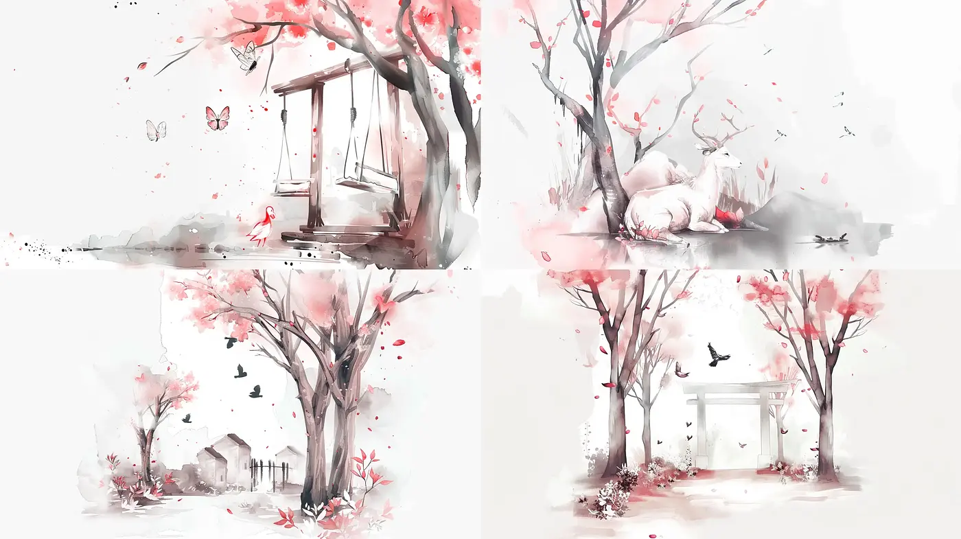 Whimsical Watercolor Dreamscapes with Soft Pastel Overtones - Midjourney sref style