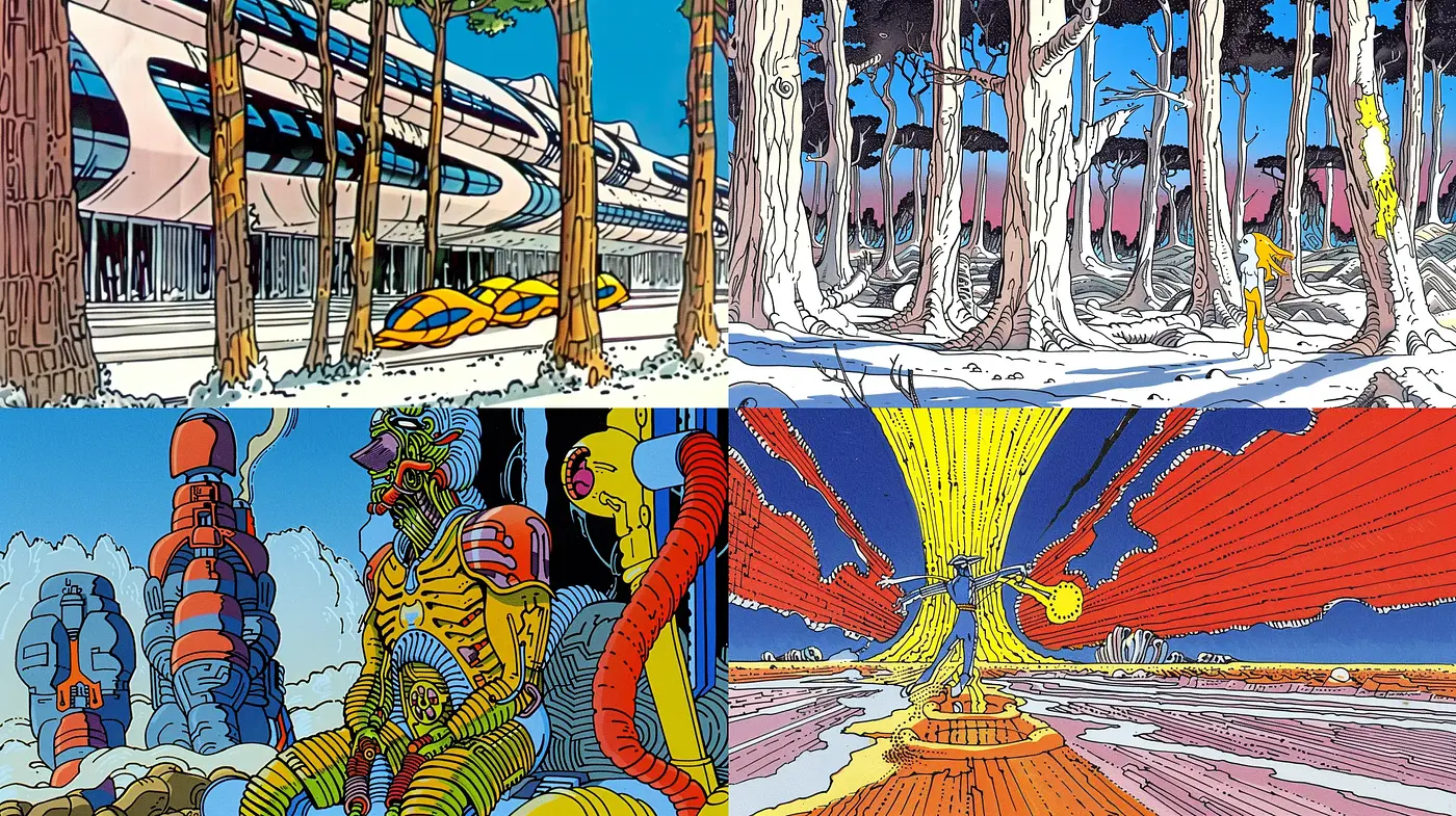 Vivid Synthwave Dreamscape with a Comic Book Essence - Midjourney sref style