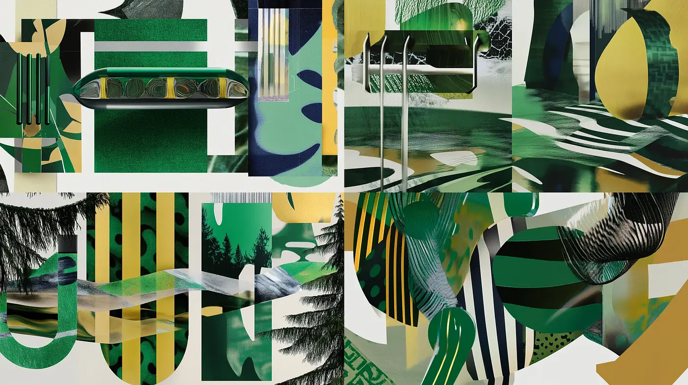 Abstract Geometric Synthesis in Lush Green Hues - Midjourney sref style