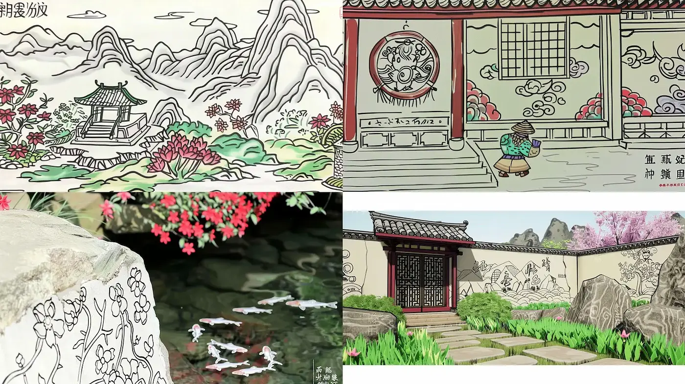 Distinctive East Asian Inspired Aesthetic Featuring Ink and Wash Techniques - Midjourney sref style