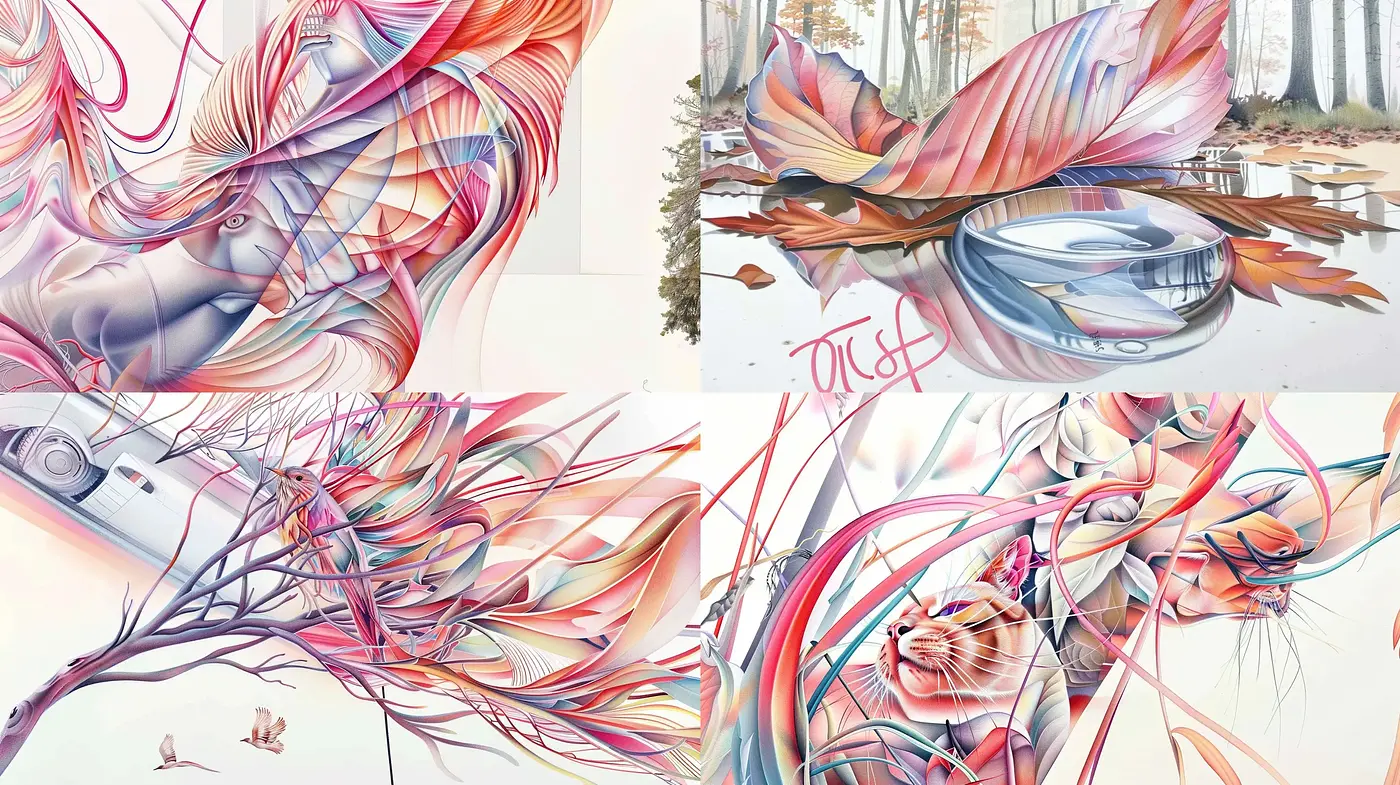 Ethereal Flora and Technica: A Blending of Natural and Mechanical Aesthetics - Midjourney sref style