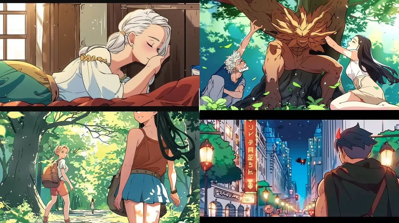 Lush and Vivid Anime-Inspired Illustrative Panorama - Midjourney sref style