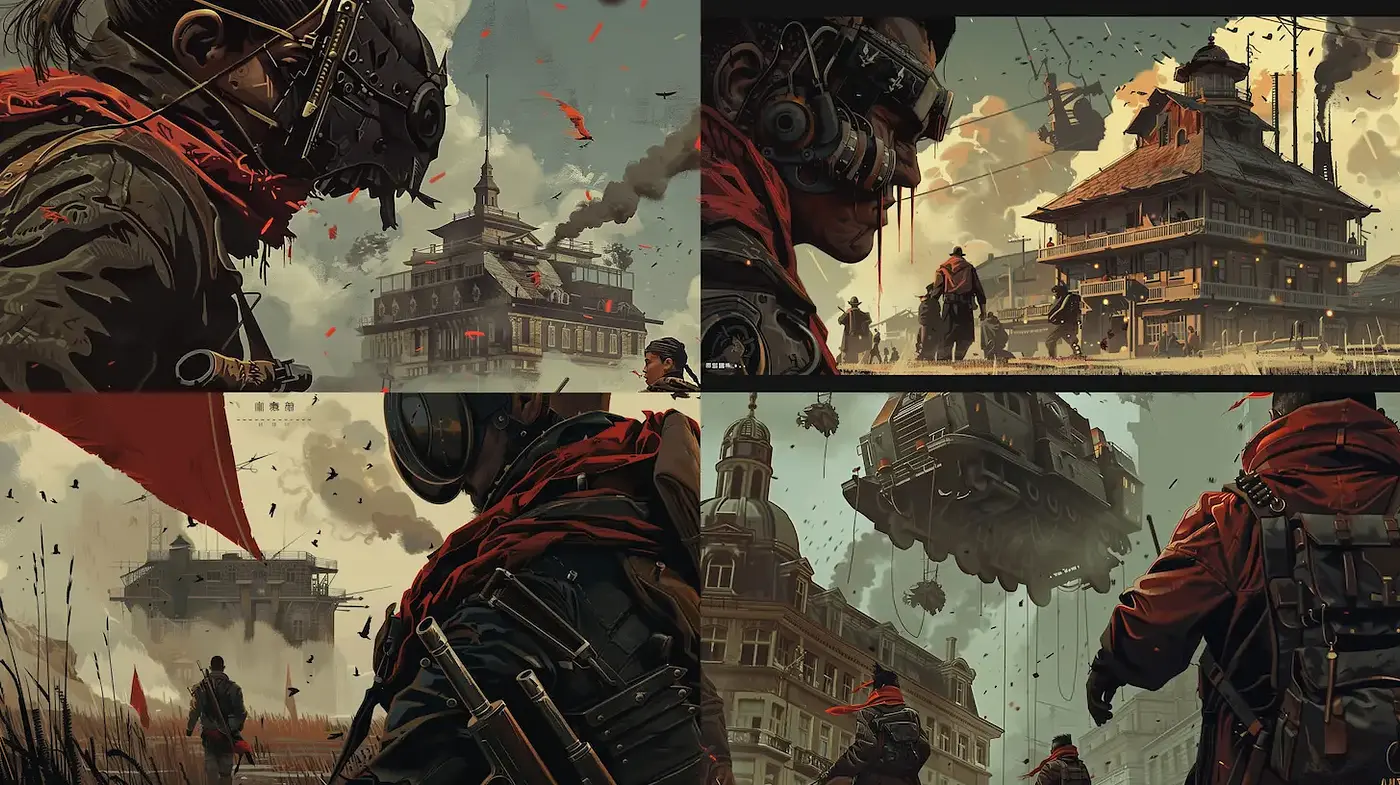 Post-Apocalyptic Steampunk Aesthetic with Militaristic Undertones - Midjourney sref style