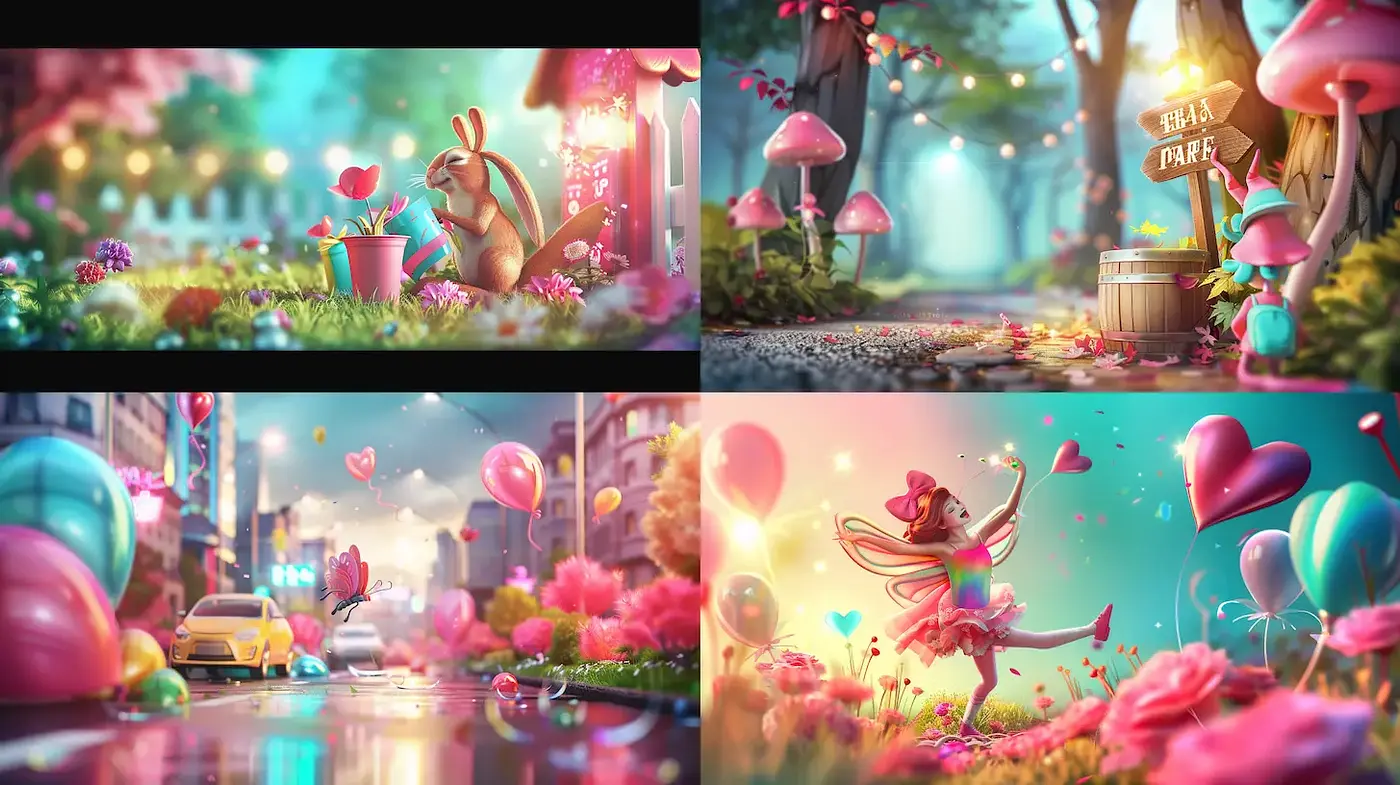 Whimsical and Cheerful Environments Embodying a Playful Aesthetic - Midjourney sref style