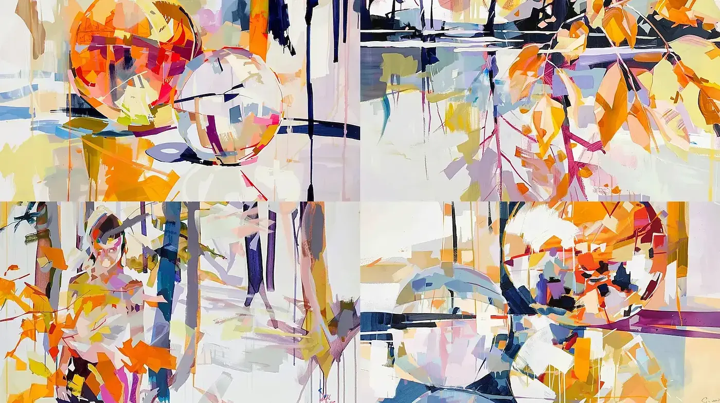 Fragmented Spectrum: A Fusion of Abstract Expressionism and Geometrical Chaos - Midjourney sref style