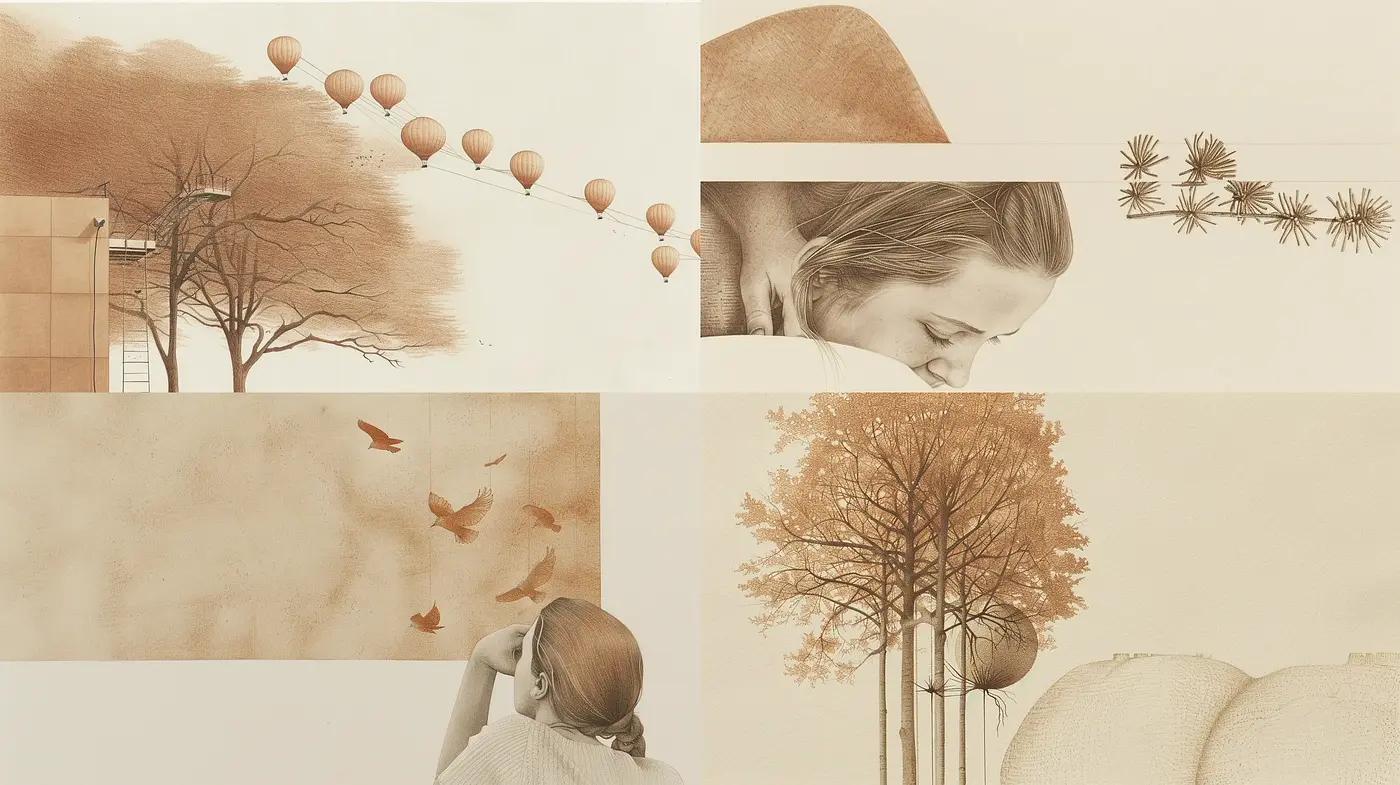 Sepia-toned Dreamscapes with Ethereal Texture - Midjourney sref style