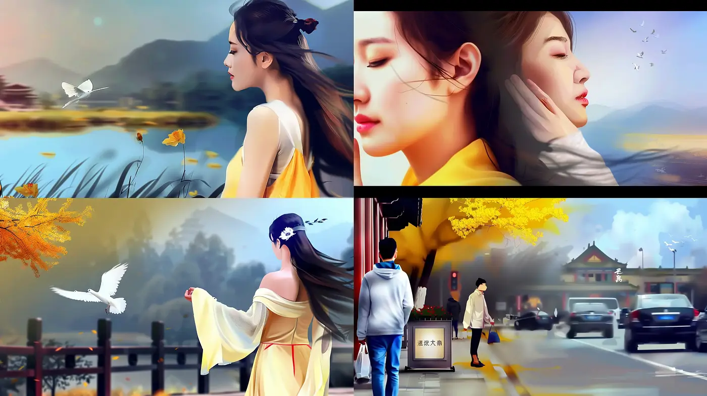 Serene Asian-Inspired Digital Paintings with Warm Tonal Harmony - Midjourney sref style