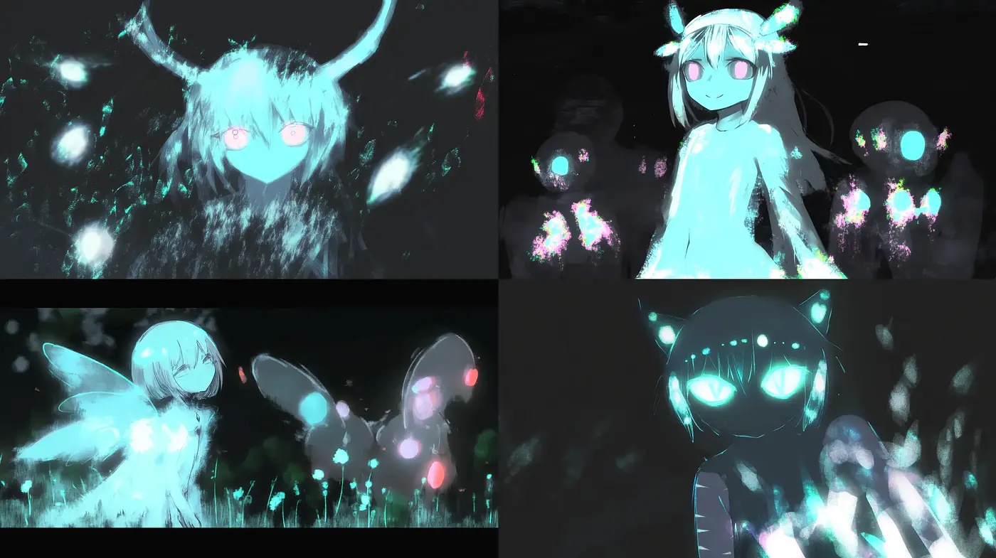 Ethereal Midnight Phantasmagoria: A Luminescent Anime Dreamscape - Midjourney sref style