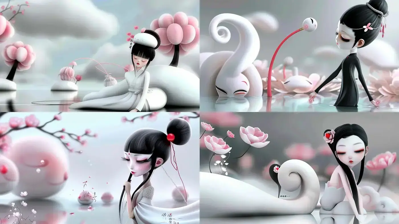 Surreal Pastel Dreamscape with Asian Aesthetic Influence - Midjourney sref style