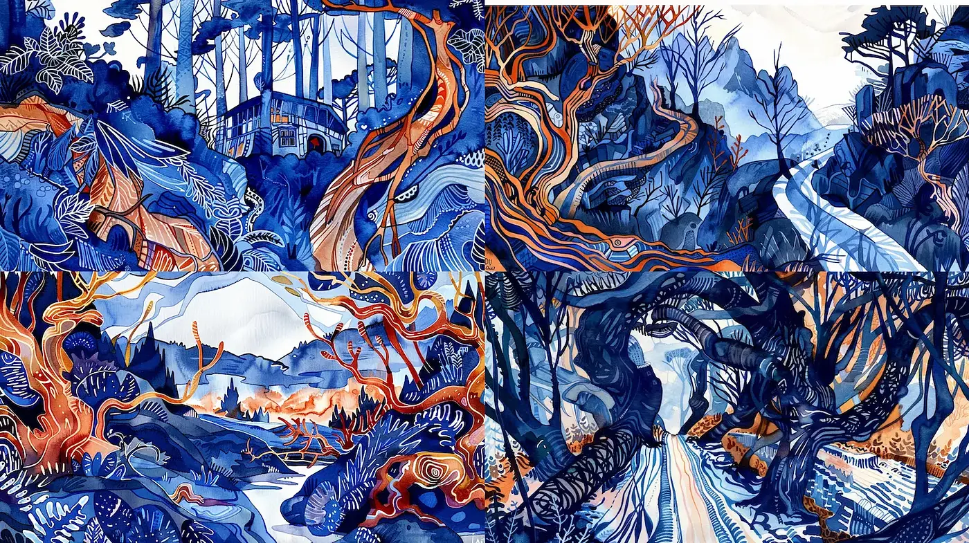 Dynamic and Lush Natural Landscapes with a Rich Color Palette - Midjourney sref style
