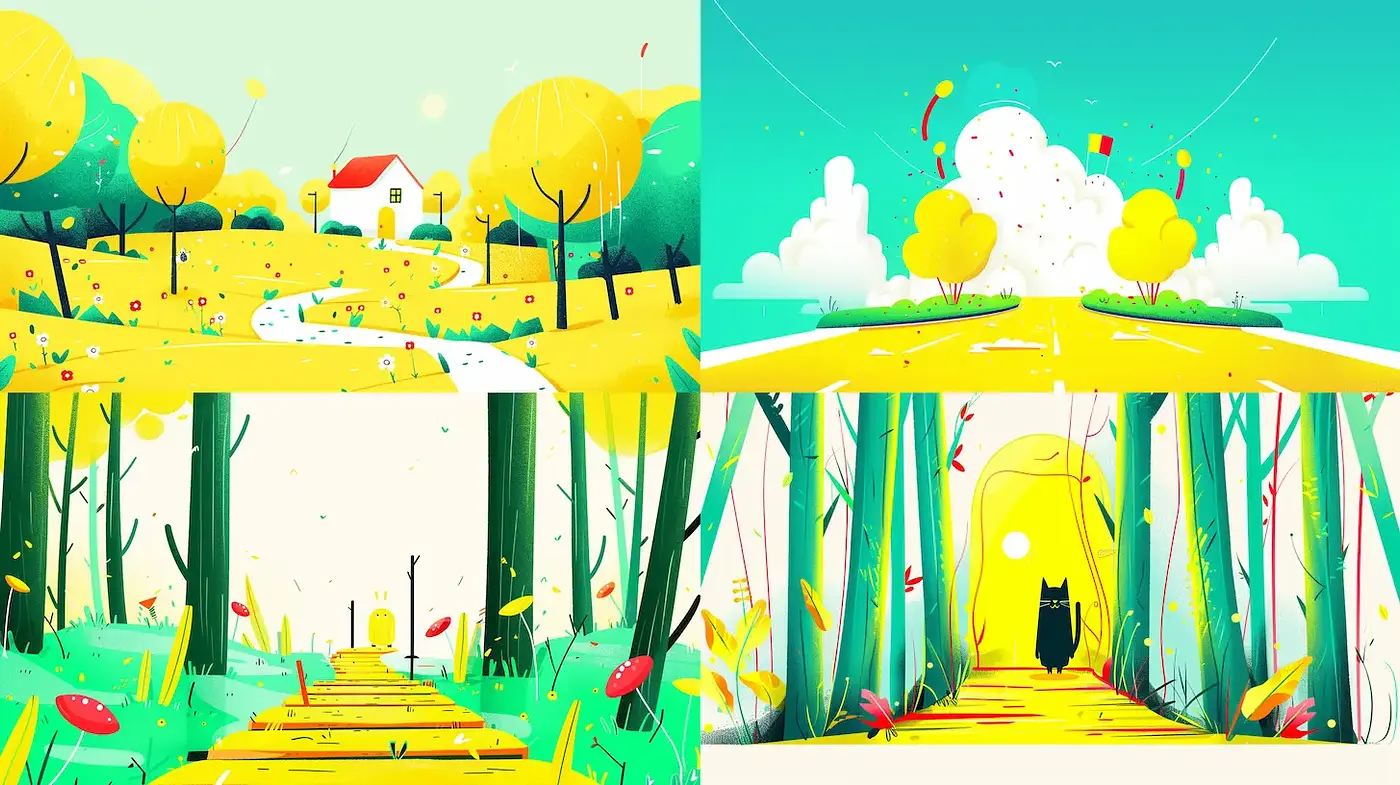 Whimsical Illustrative Landscapes with a Playful Aesthetic - Midjourney sref style