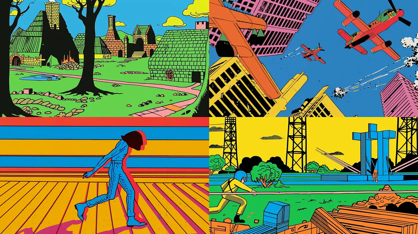 Vibrant Pop Art Tapestry with a Hint of Comic Book Whimsy - Midjourney sref style