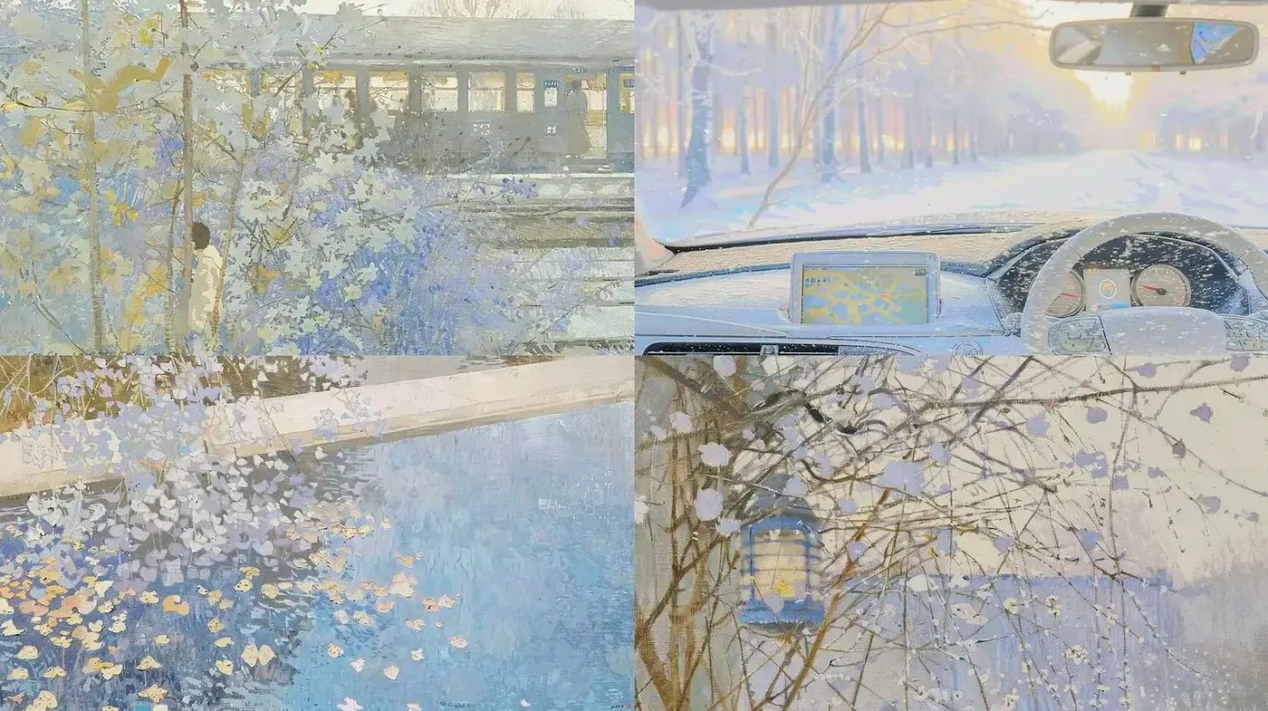 Serene and Ethereal Winter Landscapes with a Dreamlike Quality - Midjourney sref style