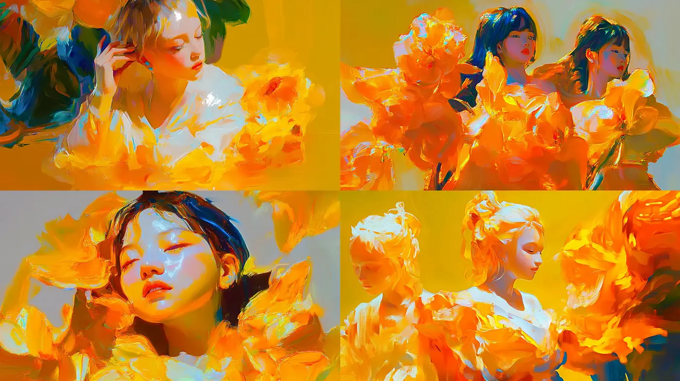 Vibrant Impasto Brushwork with Saturated Colors - Midjourney sref style