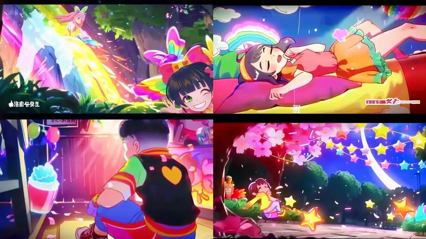 Kaleidoscopic Dreamscape: A Vivid Homage to Anime Wonder - Midjourney sref style