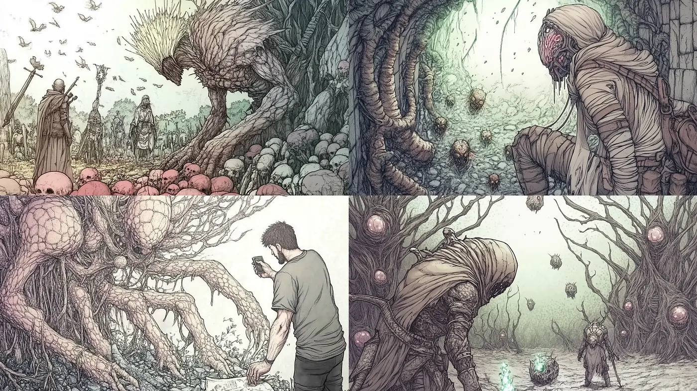 Ethereal Enchanted Wilderness: A Fusion of Intricate Natural Elements and Surrealist Ambience - Midjourney sref style