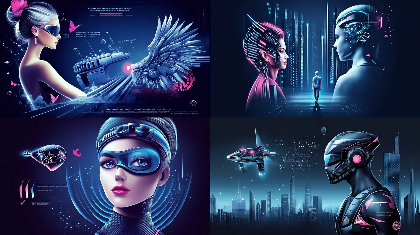 Futuristic neon cyberpunk style with a cohesive visual narrative - Midjourney sref style