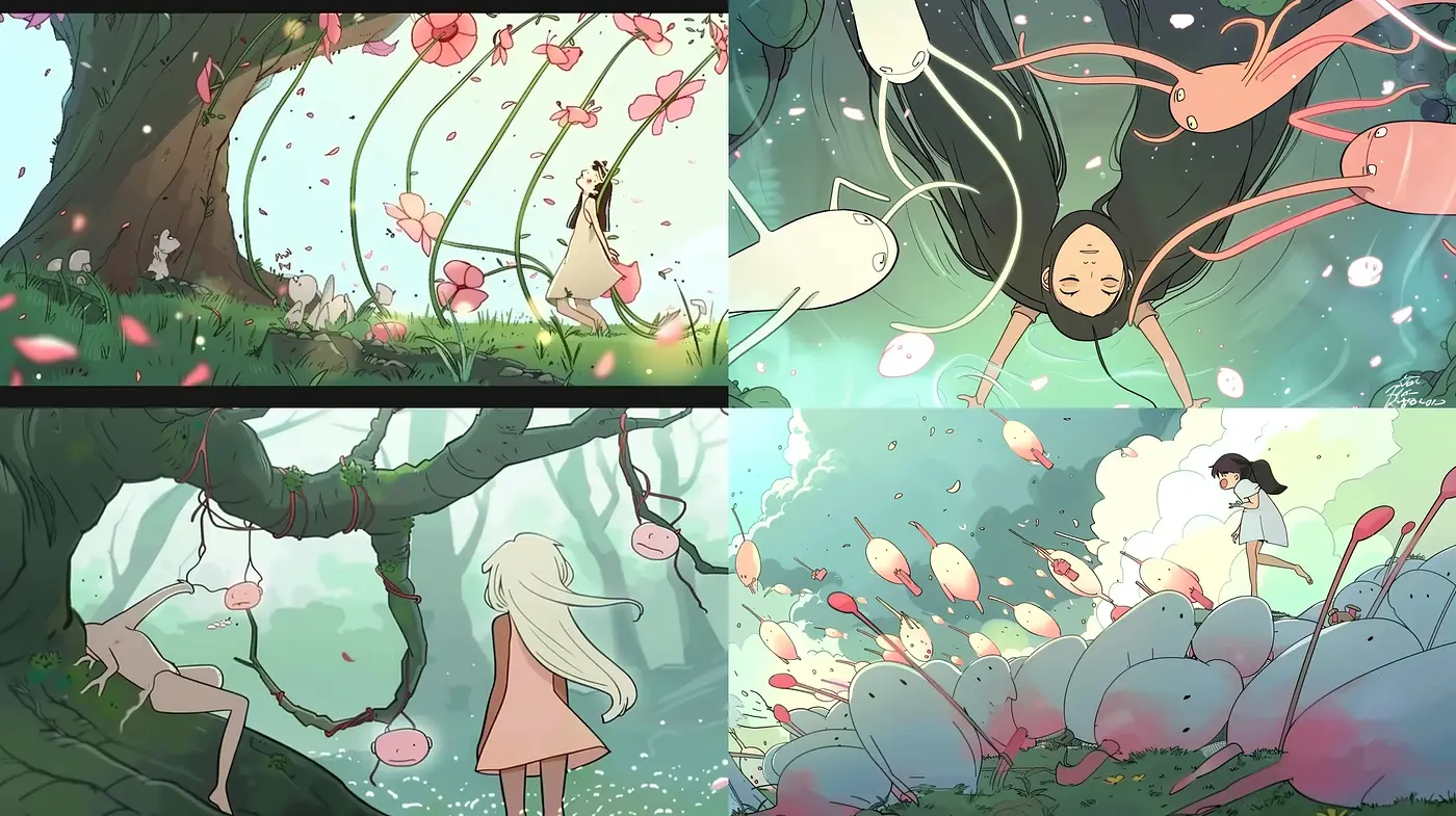 Whimsical Anime-Inspired Pastoral Vistas - Midjourney sref style